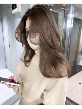 サイン 表参道(SIGN) 韓国ヘアーハッシュカットレイヤーカットグレージュブリーチ無し