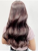 20代30代ピンクベージュ髪質改善カラー艶感ゆるふわカール