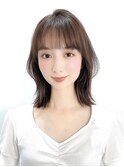 くびれミディ/ココアベージュ/透け感バング/ミニウルフ