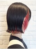 【松戸　松田】外はねボブ　インナーレッド　夏