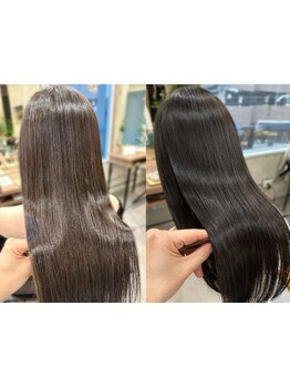 ハイトーンでも叶う、髪質改善に特化した酸性ストレート。ダメージレスに理想を叶え、綺麗に仕上げる。