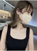 韓国ヘアグレージュカラーブリーチ無し髪質改善イヤリングカラー
