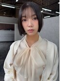 ミニウルフチェリーブラウンホワイトグレージュフェザーパーマ