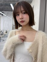 サンドレオ 新宿店(sand Leo)&nbsp;顔周りカット/縮毛矯正/ダークブラウン/コーラルピンク