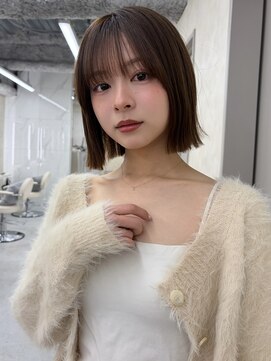 サンドレオ 新宿店(sand Leo) 顔周りカット/縮毛矯正/ダークブラウン/コーラルピンク