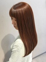 オレンジペコ(orange peco)&nbsp;オレンジベージュカラー 前髪カット 透明感カラー ツヤ髪 20代