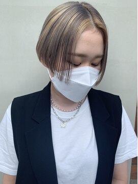 ヘアー アイス ルーチェ(HAIR ICI LUCE) 担当西田 ハイライト ベージュ ショートバレイヤージュ