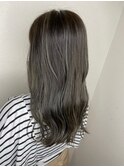アッシュグレー_マロンベージュ Aラインボブ かきあげ