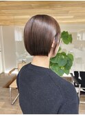 丸みボブミニマムヘアマロンブラウン