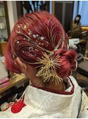 【卒業式・成人式ヘアアレンジ】シニヨン×金箔×水引【新宿】