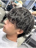 渋谷メンズミディアムパーママッシュウルフカットシャドウパーマ
