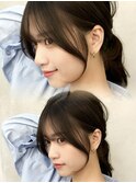 20代30代40代◎前髪パーマ韓国風巻きくすみベージュお団子ヘア