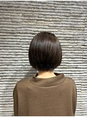 20代30代透明感暗髪アッシュブルーグレージュ丸みボブ