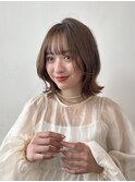 透明感ベージュ×くびれボブ