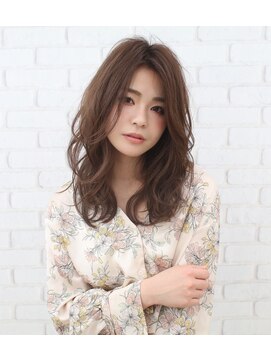 ハピエル ヘアークルー(HAPPYEL hair crew) モテ愛されウェーブナチュラルロングスタイルセンターパート