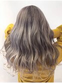 くびれヘアアプリコットオレンジ夏ハイライトカラー