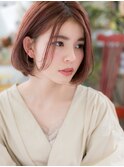 ★外国人風ミルクティーピンクぶつ切りボブ20代30代40代★9