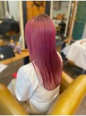ダークピンク×カシスピンク　シャドールーツカラー　ロング