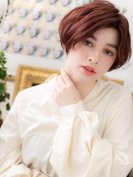 カバーヘア イヴ 戸頭店(COVER HAIR EVE) レッドブラウン小顔前下がりショートボブTb3戸頭20代30代40代
