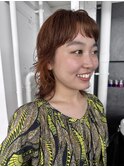 オン眉前髪ニュアンスウェーブパーマウルフ
