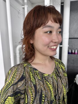 レコ 渋谷(LECO) オン眉前髪ニュアンスウェーブパーマウルフ