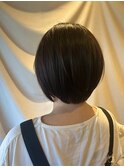 大人可愛い/丸みショート/前髪なし