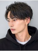 メンズショートアップバング黒髪刈り上げツーブロック