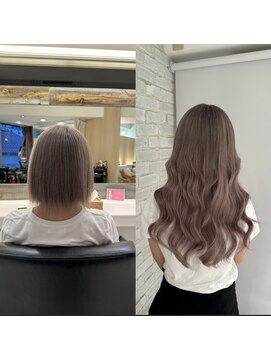 リゼル シブヤ(RISEL SHIBUYA) ハイトーンボブからエクステ80本でハイトーンロングに！