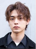 渋谷ルーズパーマメンズカットシャドウパーマセンターパートヘア