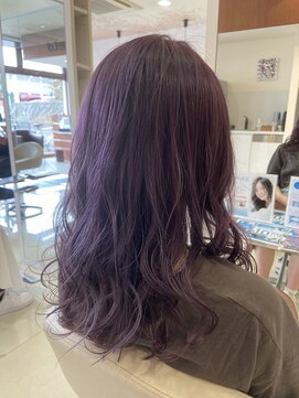 アール 滝ノ水店(#arl) ブリーチパープルミディアムロングウェーブコテ巻き