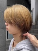 メンズ必見!ウルフ×ベージュ×ブラウンルーツカラー