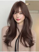 ロンググレージュ韓国ヘアオリーブベージュ_m0001