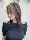 ダブルカラーブリーチハイトーンデザインハイライト20代30代