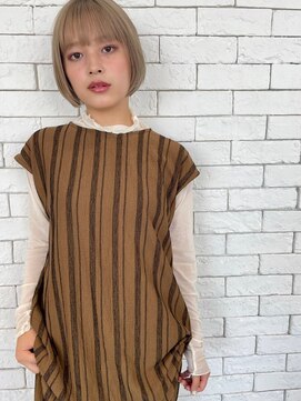 トゥーリ 春日店(tuuli) tuuli☆30代40代ペールベージュ切りっぱなしボブ 157