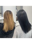 ブルーブラック高知美容院オイルカラー髪質改善カラー
