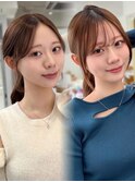 前髪伸ばし中の方おすすめ薄目流し前髪/韓国風似合わせ顔周り