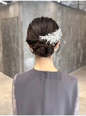 ヘアセット 結婚式ヘア シニヨン お団子 お呼ばれヘア ハラカド