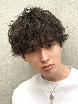 エリマ 横浜西口(elima) 横浜西口シャドウパーマメンズマッシュウルフカット波巻きパーマ