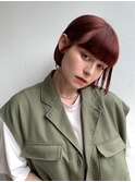 Say.ショートボブチェリーブラウン地毛風ストレートミニボブ青山