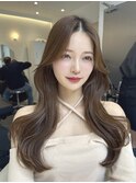 ロングレイヤーミディアムレイヤーカット韓国ヘア顔まわりカット