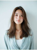 ミルクブラウン/ダークパープル/ナチュラルショート/夏/センター