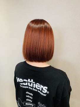 リリ(Liri material care salon by JAPAN) お洒落なミニボブオレンジヘア