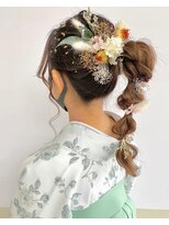 アミカ(Amica)&nbsp;ドライフラワー/三つ編みツイストポニーテール/インスタ人気