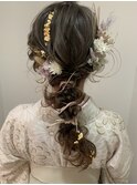 卒業式 袴 着物 金箔 ゆるポニー ローポニー 編み込み