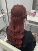 サイドお団子ハーフアップ