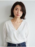 大人可愛い_無造作ウェーブボブ