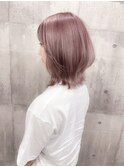 ピンクグレージュ　くびれミディアム　レイヤーカット