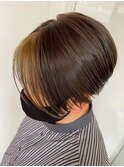 前下がりショートボブ/フェイスフレーミング/インナーカラー
