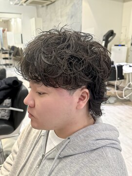 お客様スタイルマッシュウルフスパイラルパーマ緩めパーマ黒髪