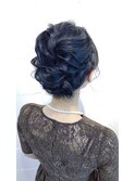 サイド 編み込み 波ウェーブ ゆるふわ シニヨン ヘアアレンジ